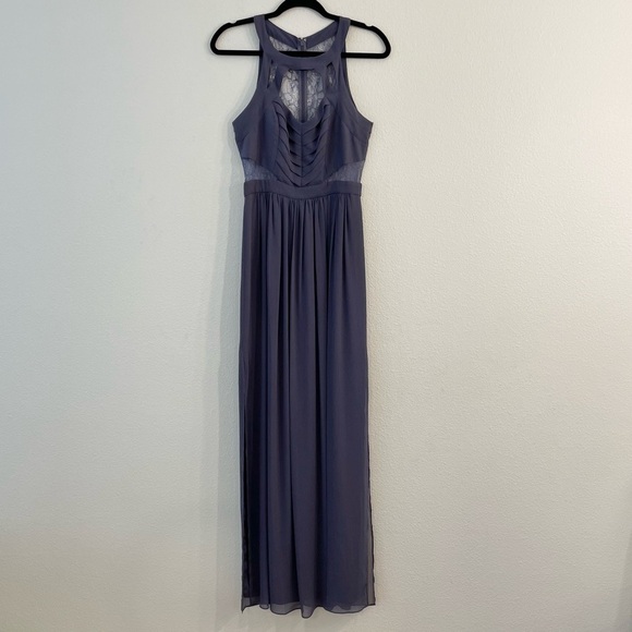 New BCBGeneration Lace Halter Long Maxi Dress Size 4 Purple Bridesmaid Prom. - Picture 1 of 12